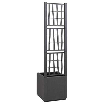 vidaXL Garden Planter with Trellis Dark Grey 36 x 36 x 140 cm PP 3