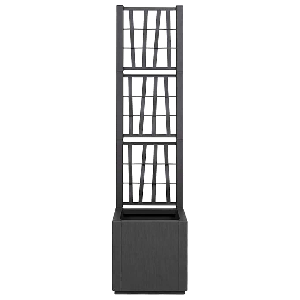 vidaXL Garden Planter with Trellis Dark Grey 36 x 36 x 140 cm PP 4