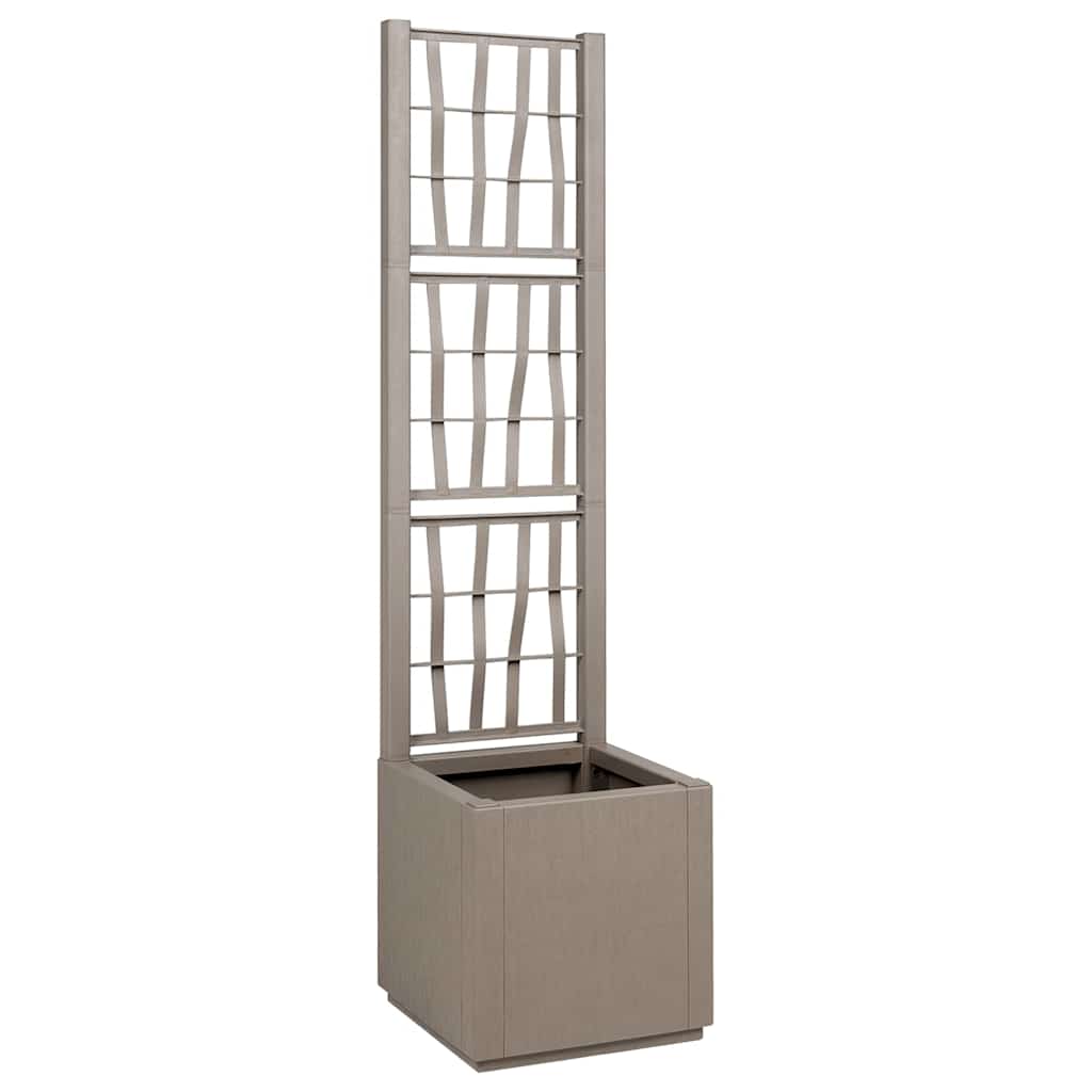 vidaXL Garden Planter with Trellis Light Brown 36 x 36 x 140 cm PP 1