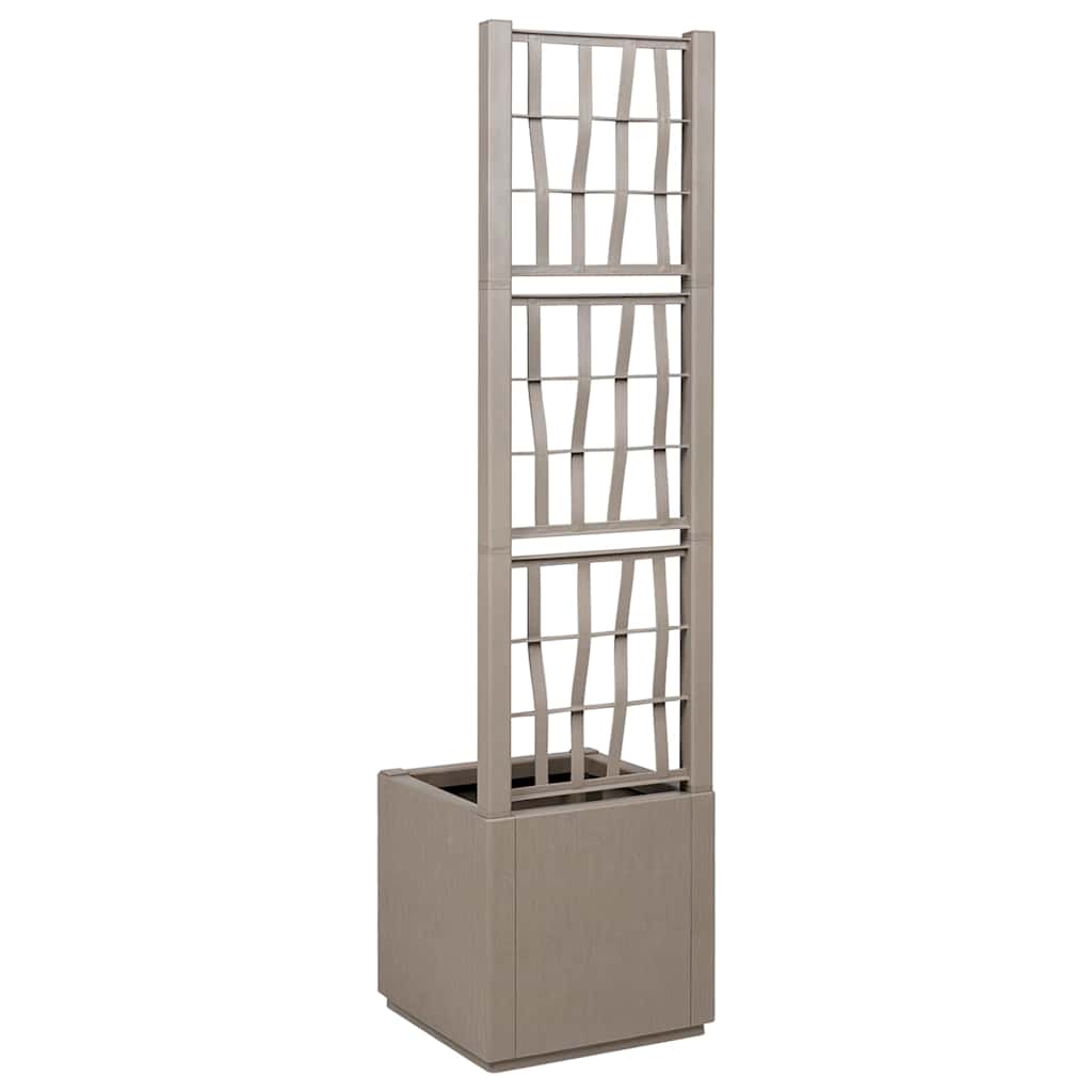 vidaXL Garden Planter with Trellis Light Brown 36 x 36 x 140 cm PP 3