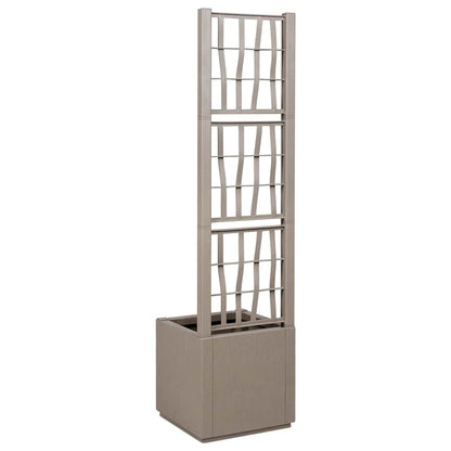 vidaXL Garden Planter with Trellis Light Brown 36 x 36 x 140 cm PP 3