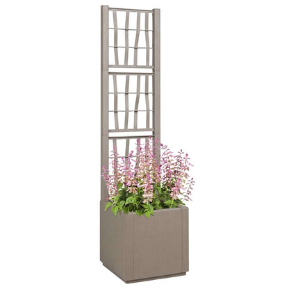 vidaXL Garden Planter with Trellis Light Brown 36 x 36 x 140 cm PP 2