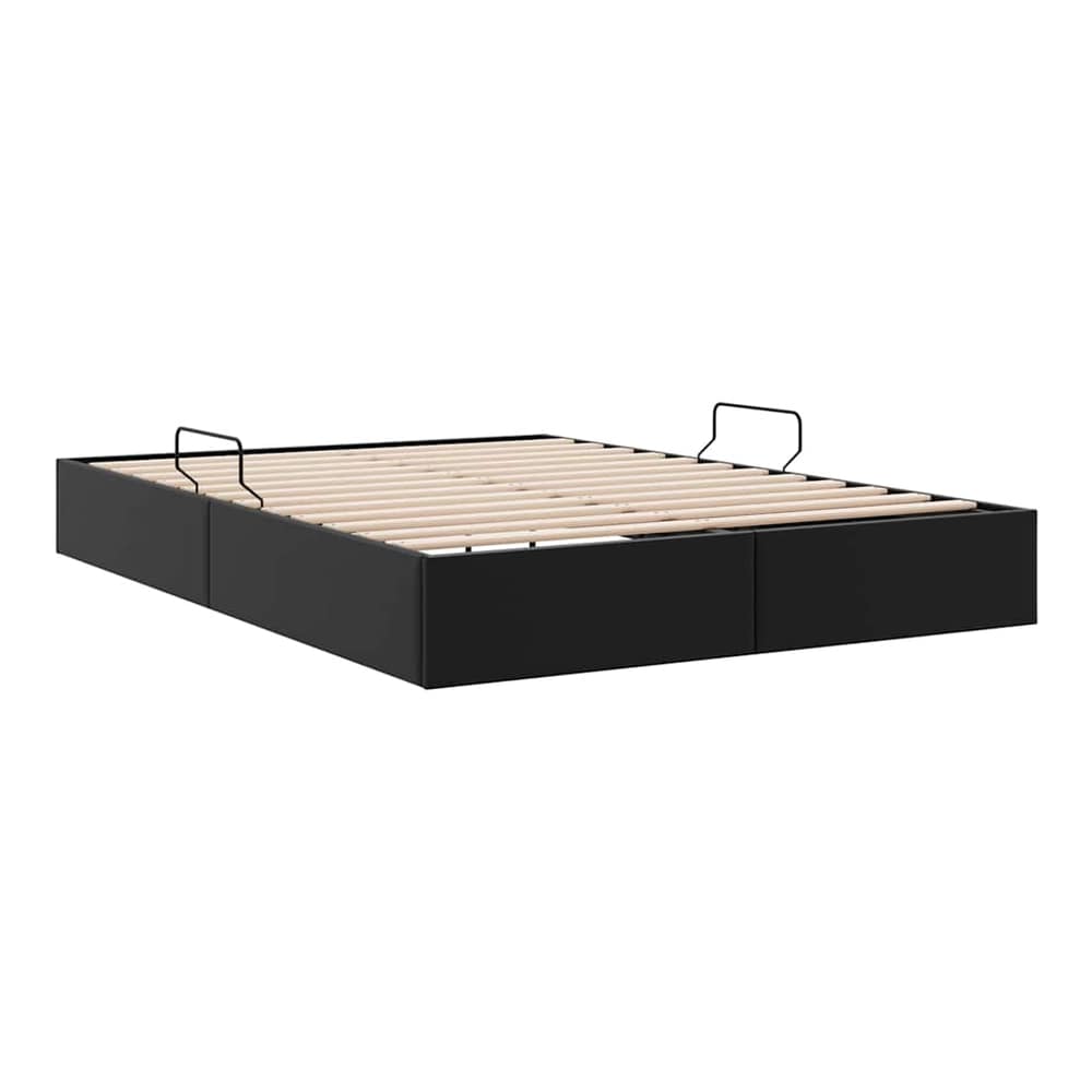 Storage Bed 100 x 190 cm Faux leather Black Queen