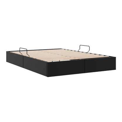 Storage Bed 100 x 190 cm Faux leather Black Queen