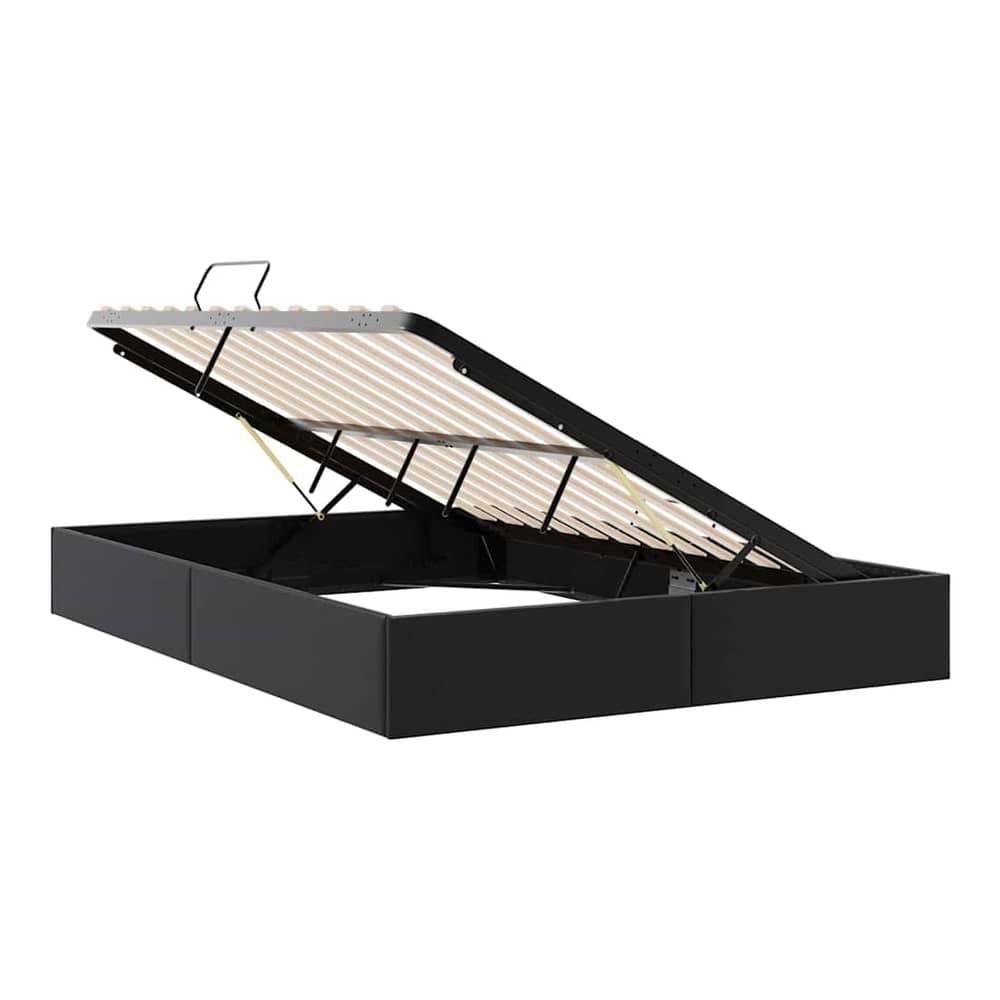 Storage Bed 100 x 190 cm Faux leather Black Queen