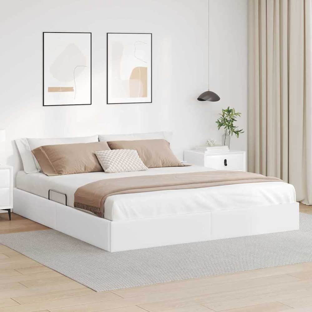 Storage Bed Faux leather White King