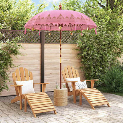 Balinese Parasol with Base Pink Ø 180-190 cm with natural base