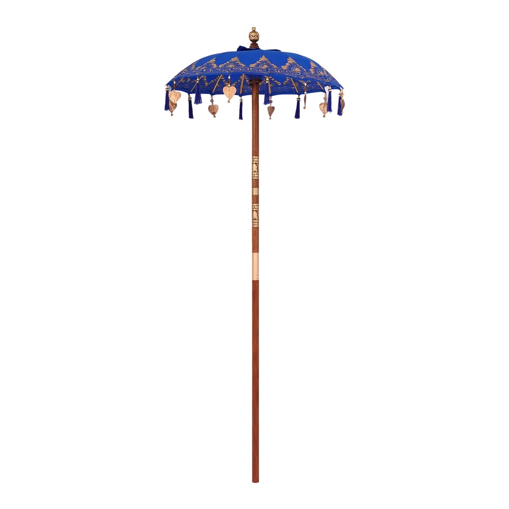 Balinese Parasol with Base Blue 95 x 95 x 260 cm with natural base