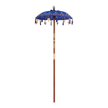 Balinese Parasol with Base Blue 95 x 95 x 260 cm with natural base
