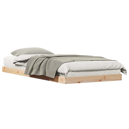vidaXL Floor Bed Frame Natural 80 x 220 cm Solid Pine Wood 2
