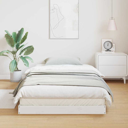 vidaXL Floor Bed Frame White 80 x 220 cm Solid Pine Wood 3
