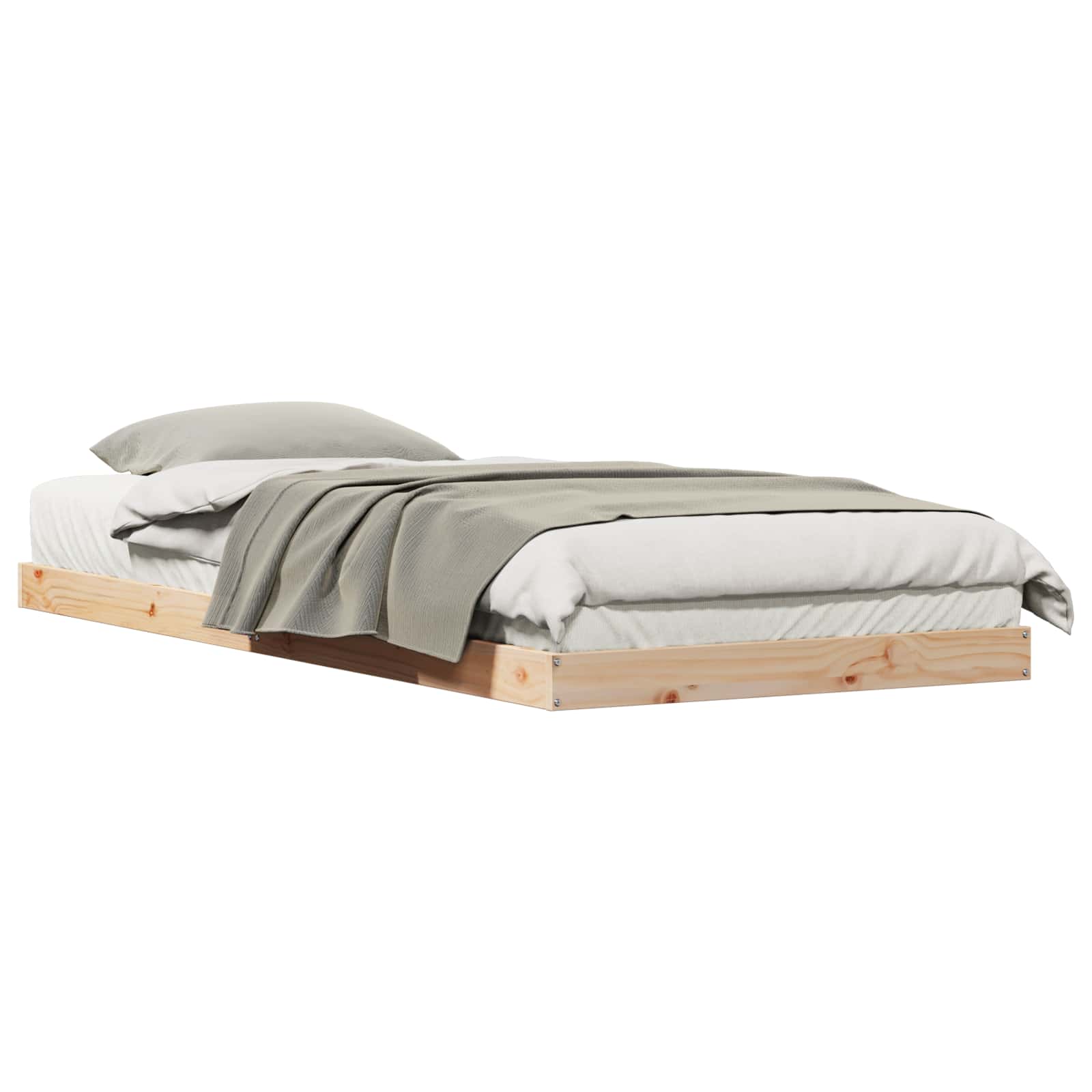 vidaXL Floor Bed Frame Natural 100 x 220 cm Solid Pine Wood 2