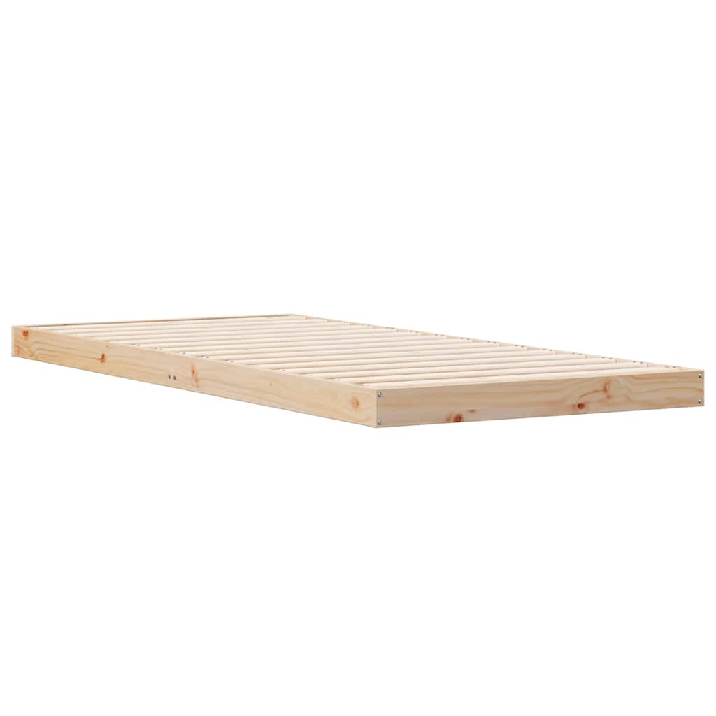 vidaXL Floor Bed Frame Natural 100 x 220 cm Solid Pine Wood 4