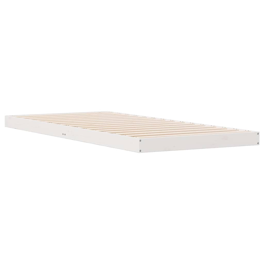 vidaXL Floor Bed Frame White 100 x 220 cm Solid Pine Wood 4