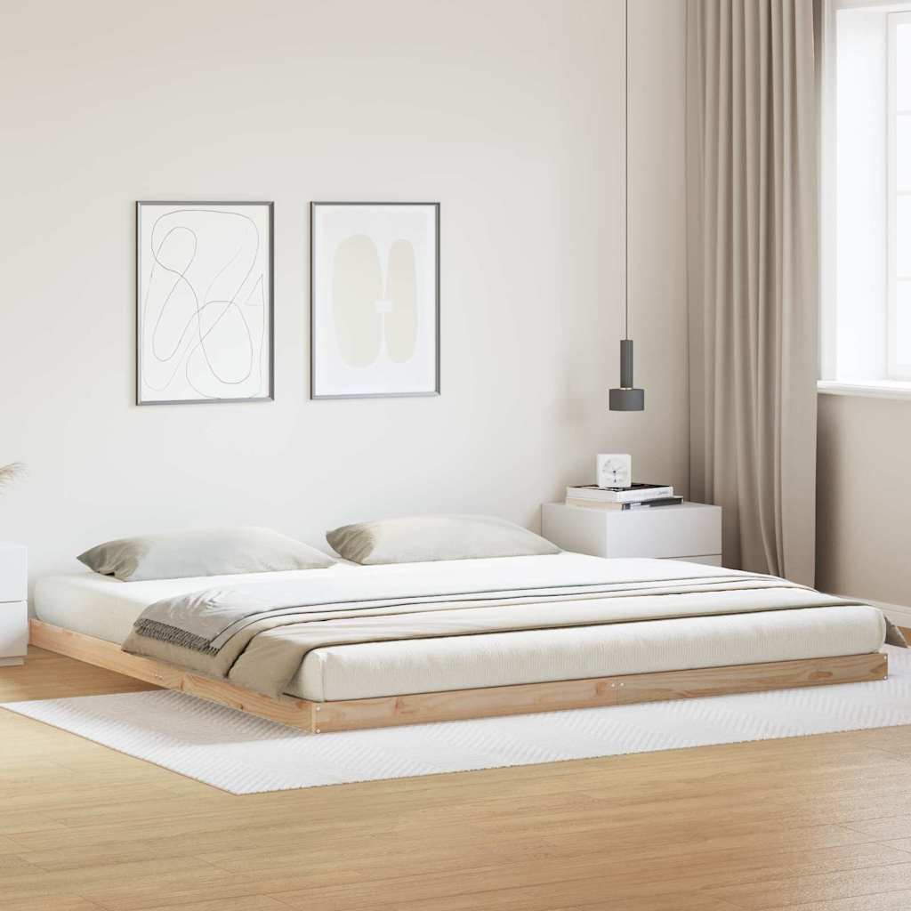 vidaXL Floor Bed Frame Solid Pine Wood Length 220 cm