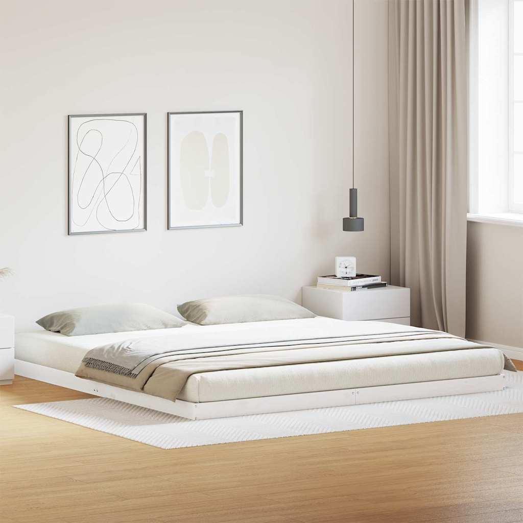 vidaXL Floor Bed Frame Solid Pine Wood Length 220 cm