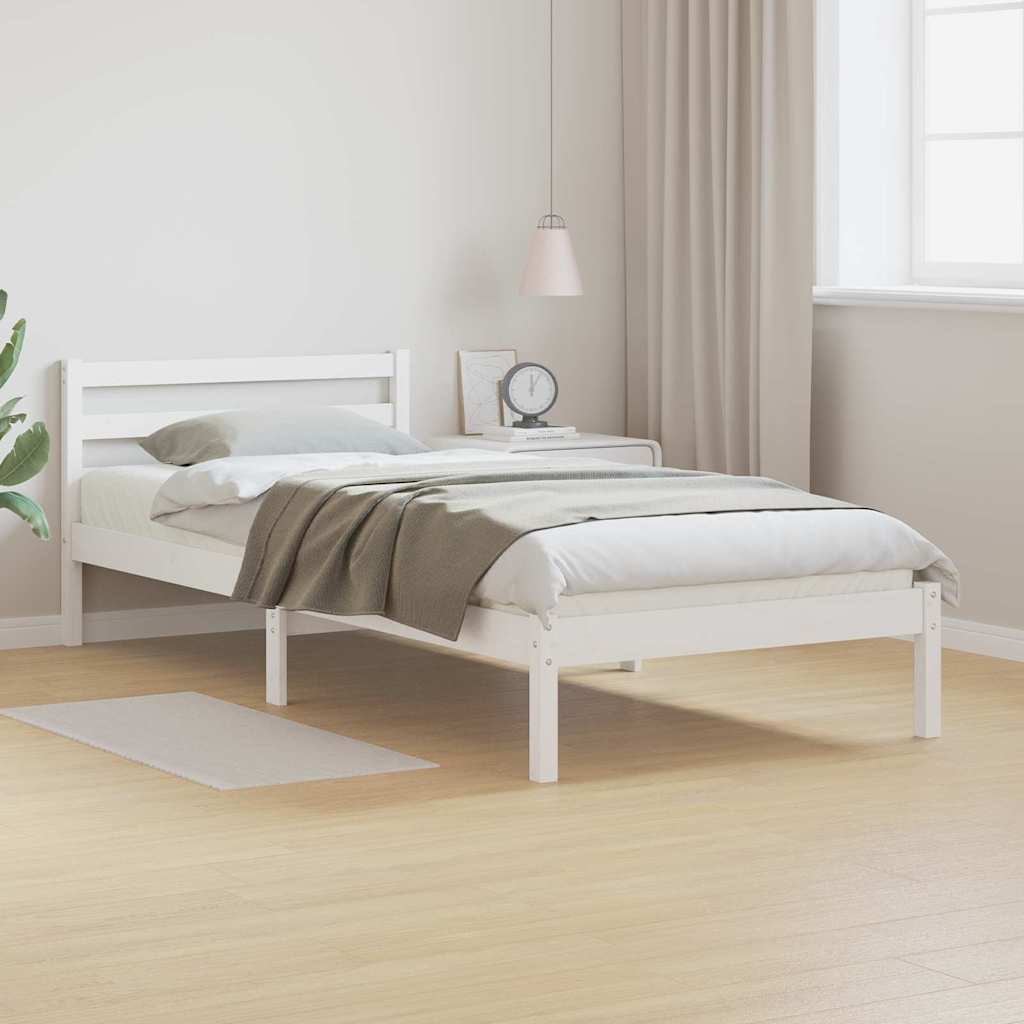 vidaXL Bed Frame White 215.5 x 85.5 x 69.5 cm Solid Pine Wood 1