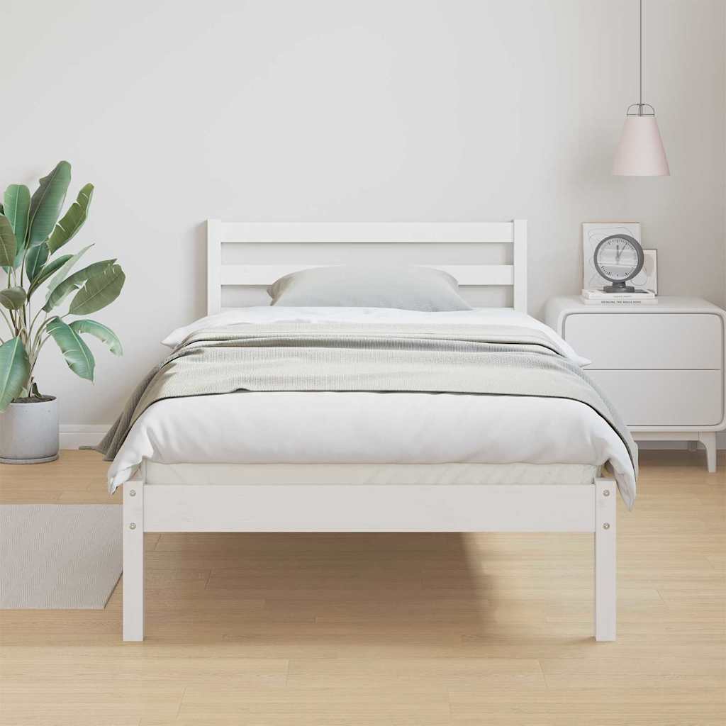 vidaXL Bed Frame White 215.5 x 85.5 x 69.5 cm Solid Pine Wood 4