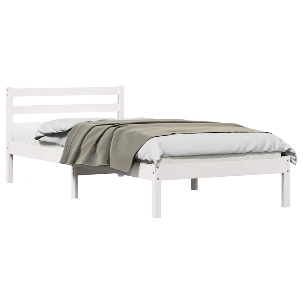 vidaXL Bed Frame White 215.5 x 85.5 x 69.5 cm Solid Pine Wood 2
