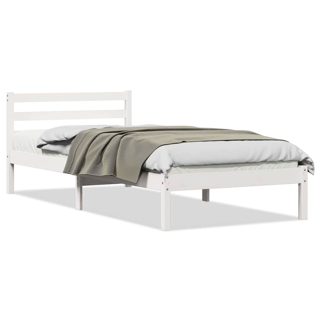vidaXL Bed Frame White 215.5 x 85.5 x 69.5 cm Solid Pine Wood 3