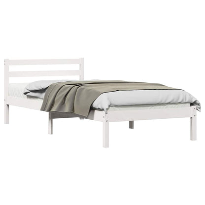 Bed Frame without Mattress Solid Wood Pine White 90 x 220 cm