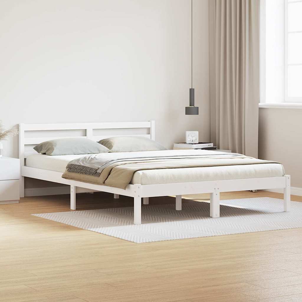 vidaXL Bed Frame without Mattress Solid Wood Pine White