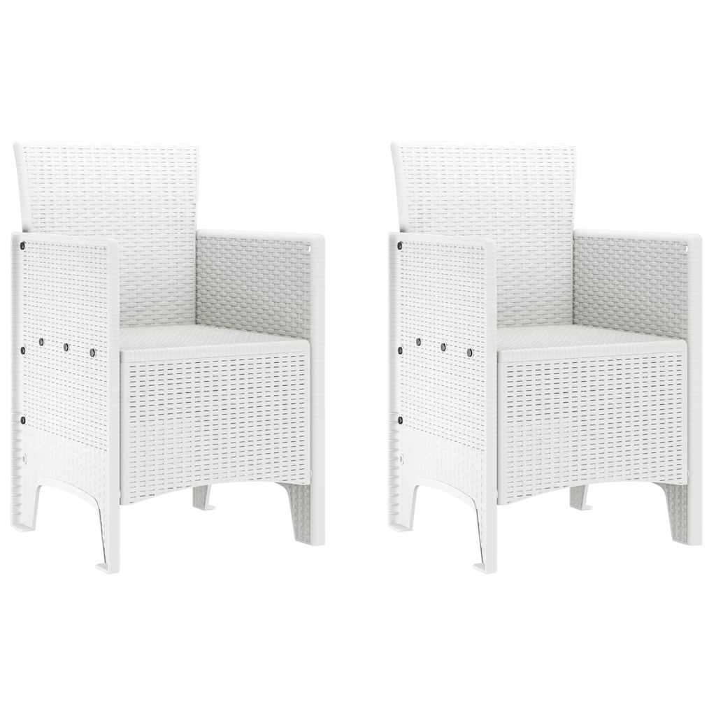 vidaXL Garden Chair 2 pcs White Polypropylene 2