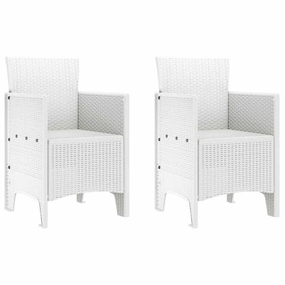 vidaXL Garden Chair 2 pcs White Polypropylene 2