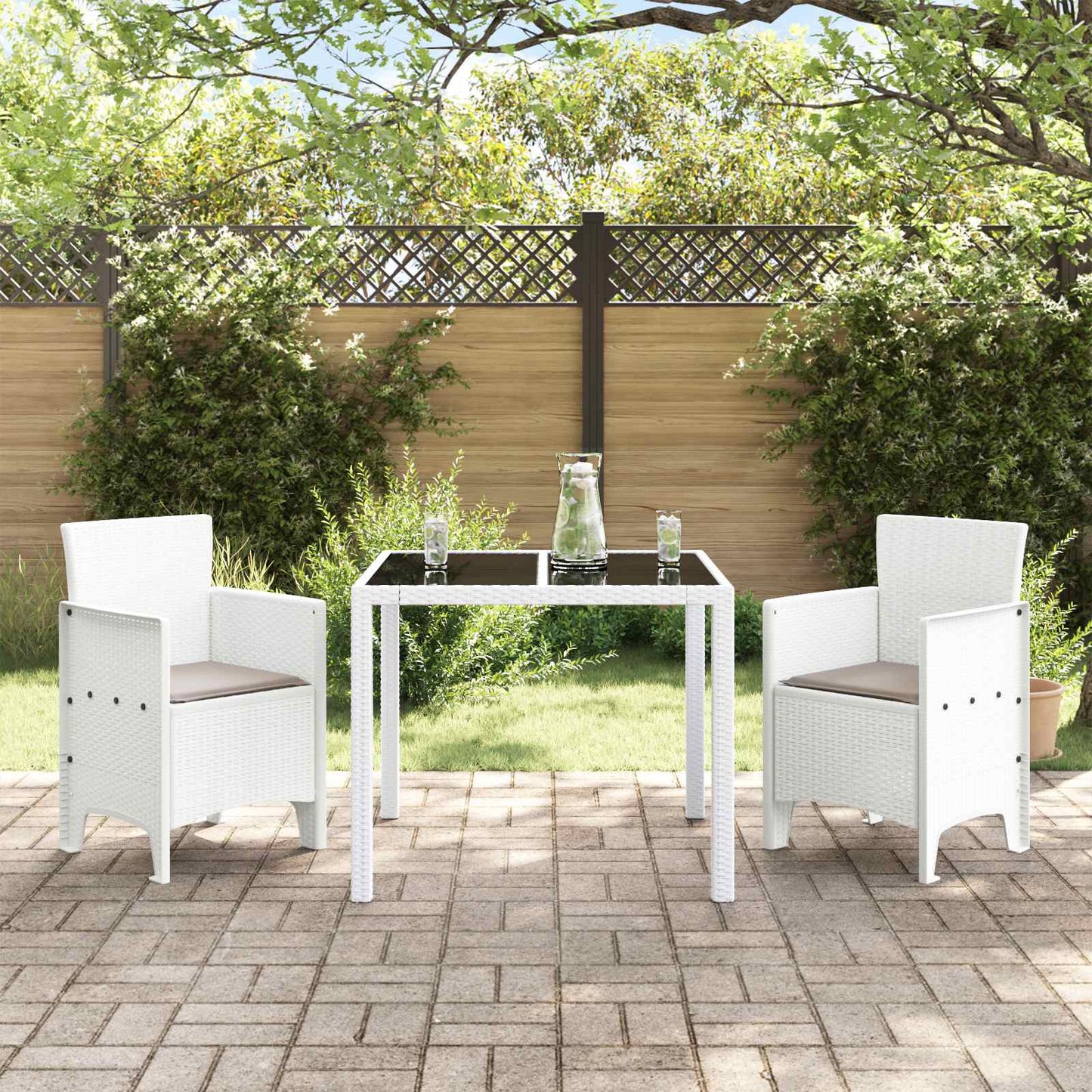 vidaXL Garden Chair 2 pcs White Polypropylene 3