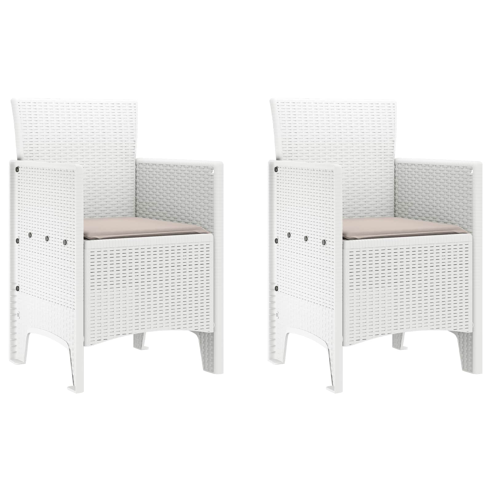 vidaXL Garden Chair 2 pcs White Polypropylene 2