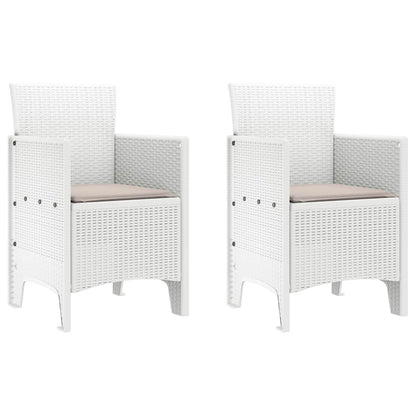 vidaXL Garden Chair 2 pcs White Polypropylene 2