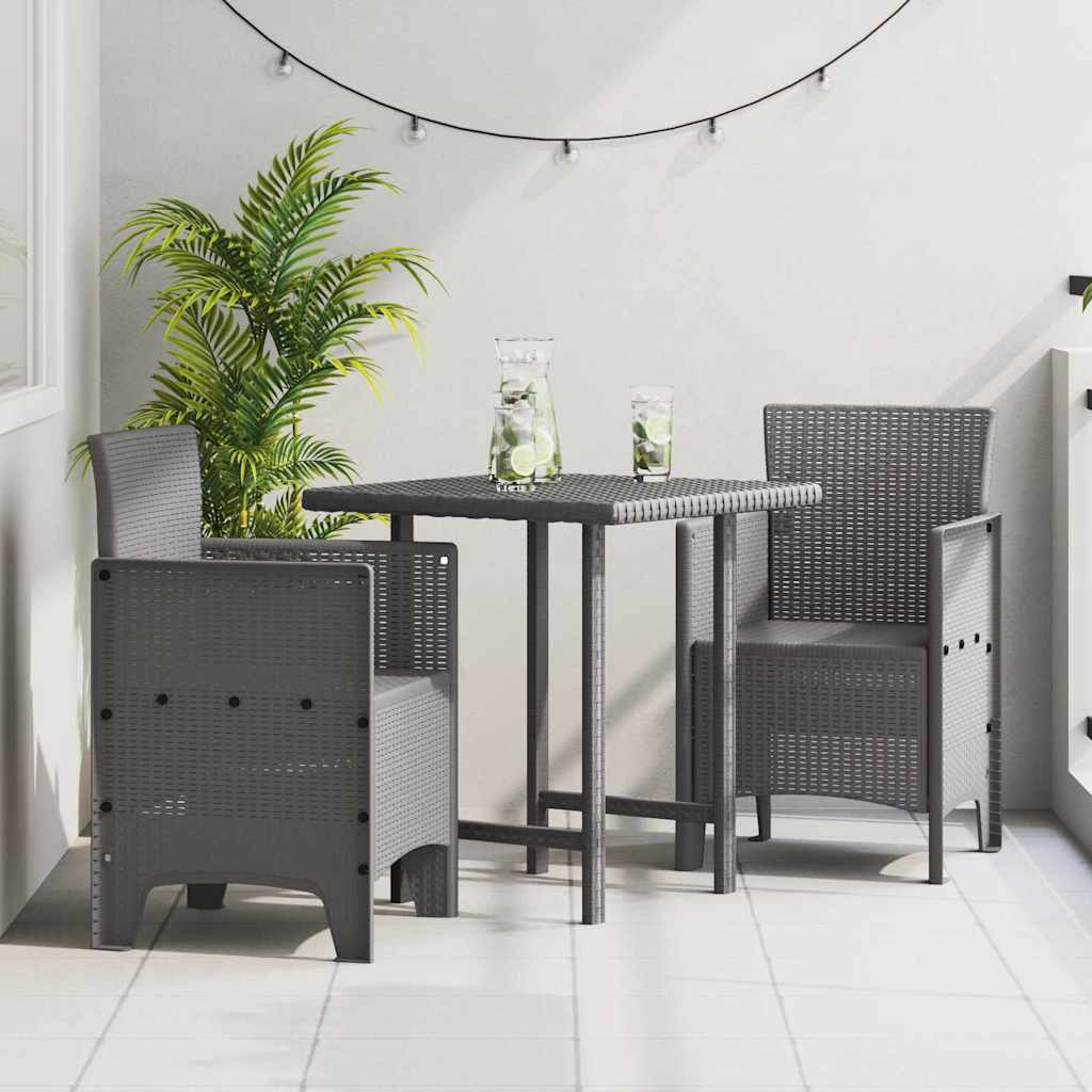 vidaXL Garden Chair 2 pcs Light Grey Polypropylene 1