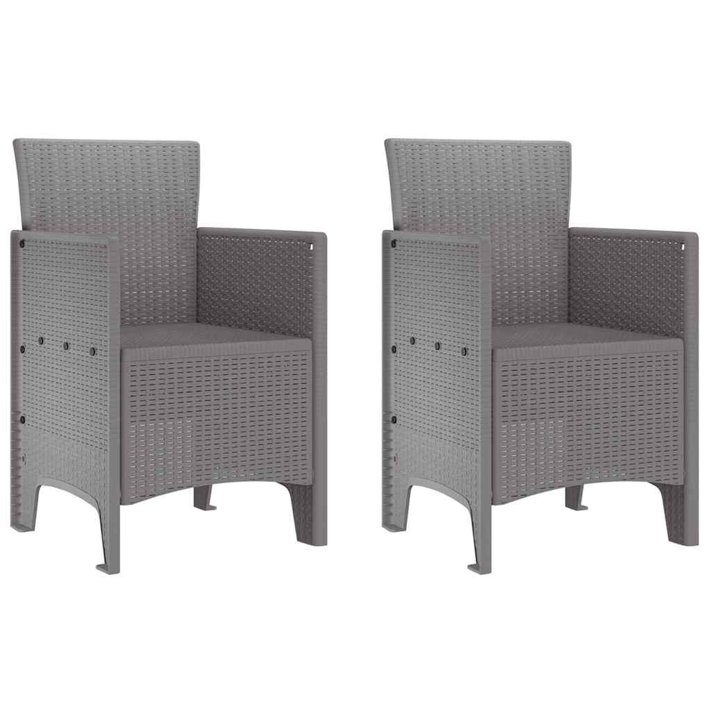 vidaXL Garden Chair 2 pcs Light Grey Polypropylene 2
