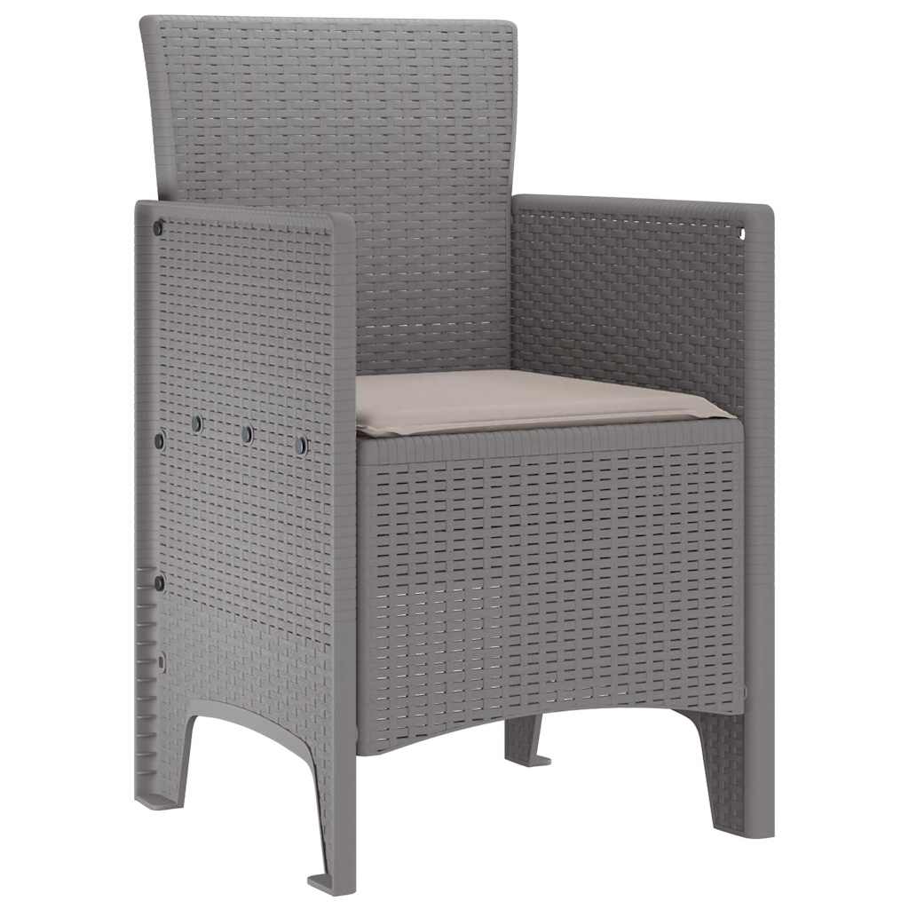 vidaXL Garden Chair 2 pcs Light Grey Polypropylene 4