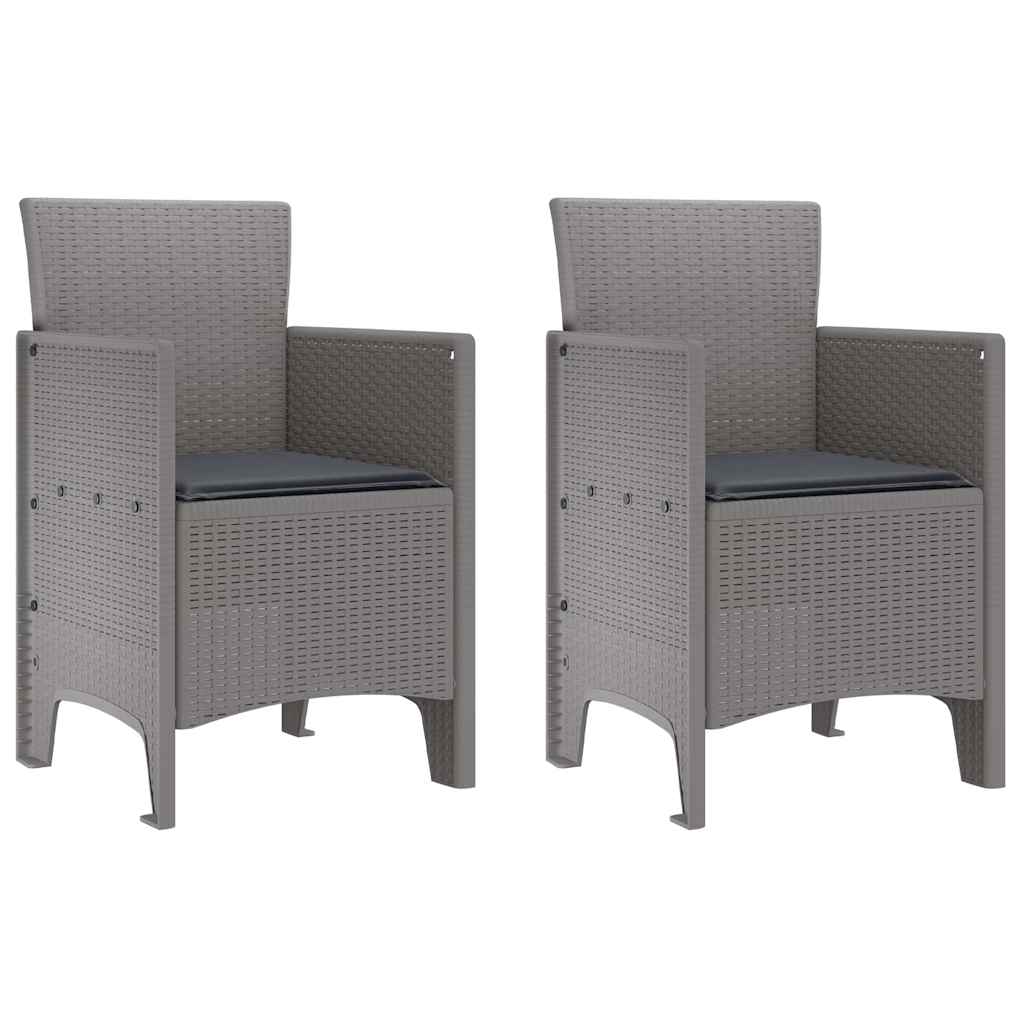 vidaXL Garden Chair 2 pcs Light Grey Polypropylene 2