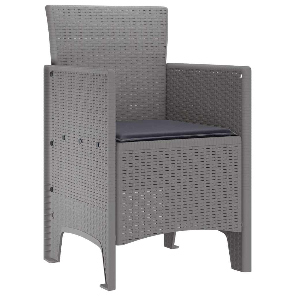 vidaXL Garden Chair 2 pcs Light Grey Polypropylene 4