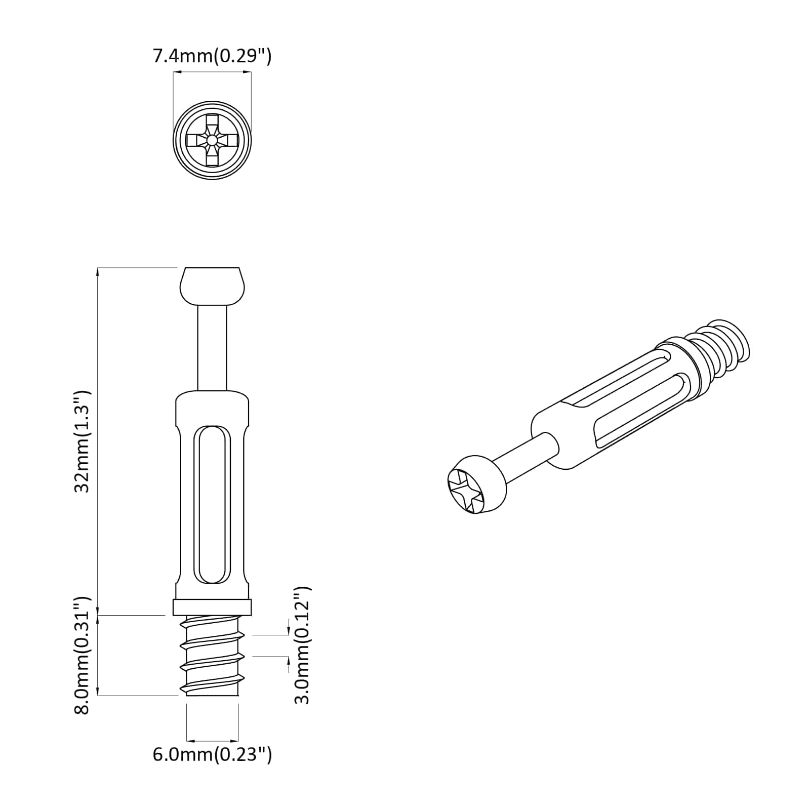 vidaXL Cam Lock Screw 4000 pcs Silver and Black Metal 6