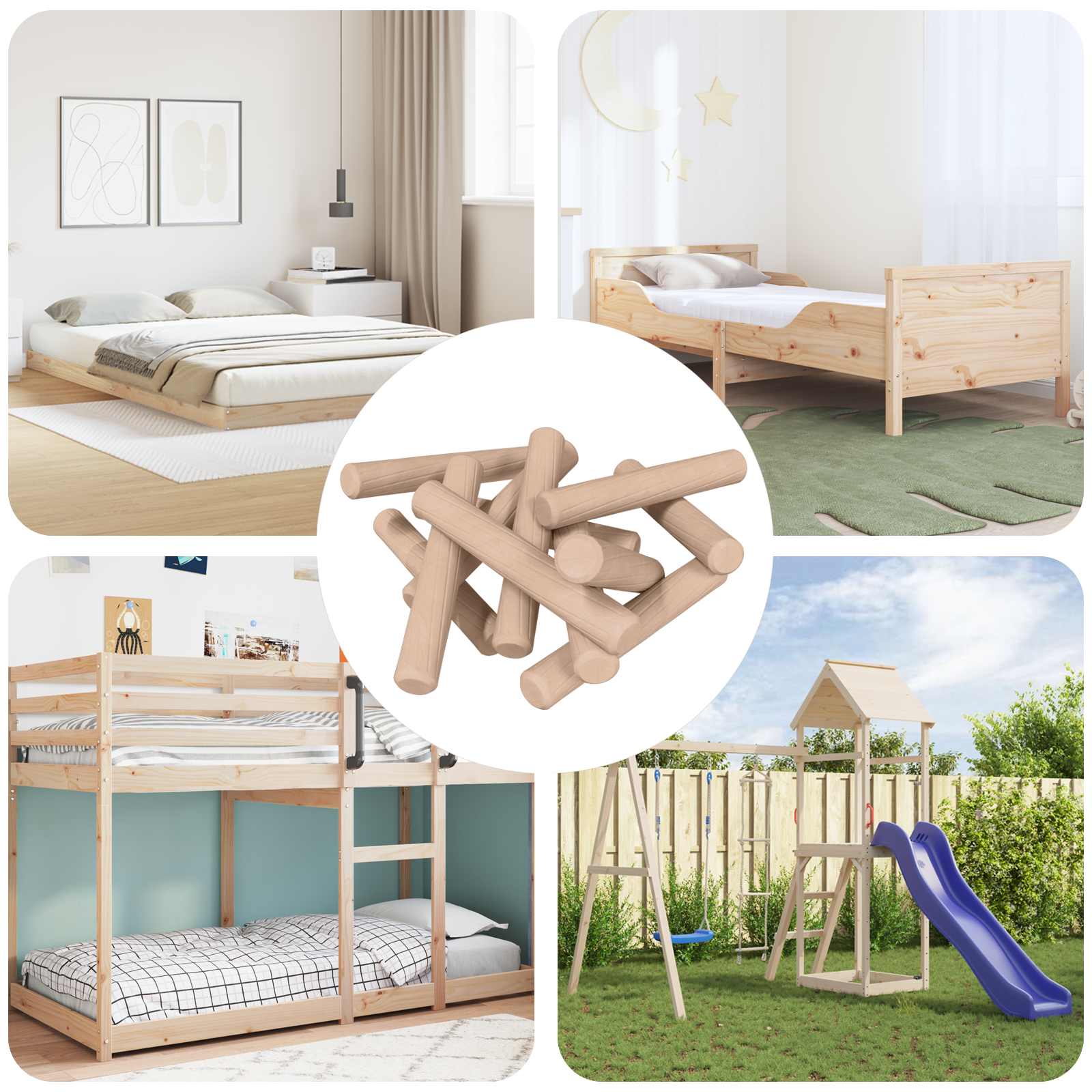 vidaXL Wooden Dowels 24000 pcs Brown Solid wood 1