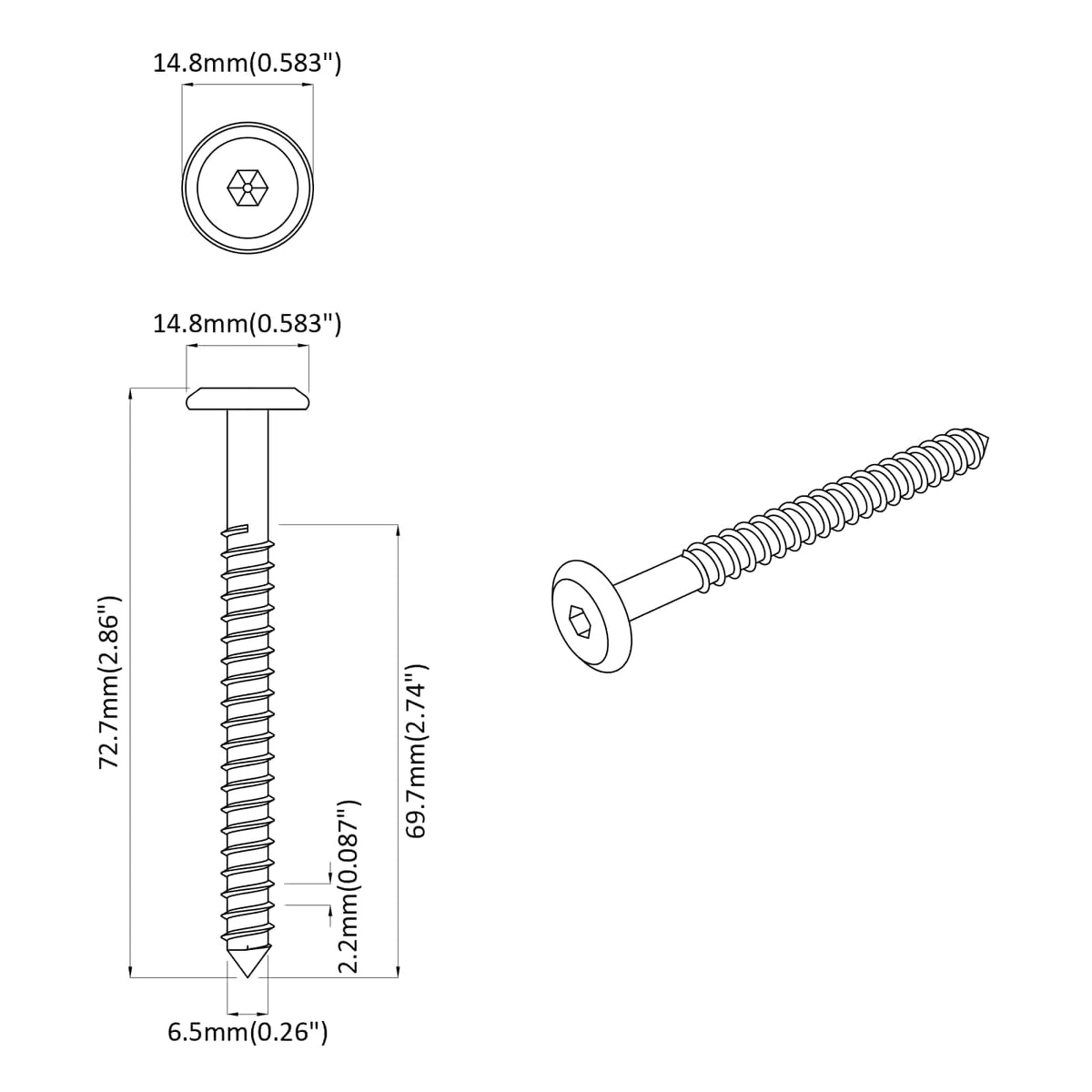 Wood Screws Silver M6 70 mm Steel 14.8 mm 18 kg (1350-1395 pcs)