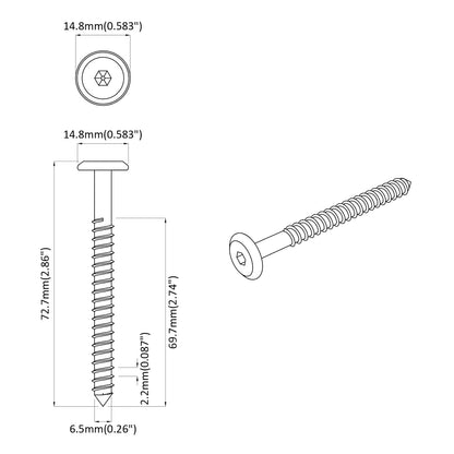 Wood Screws Silver M6 70 mm Steel 14.8 mm 18 kg (1350-1395 pcs)
