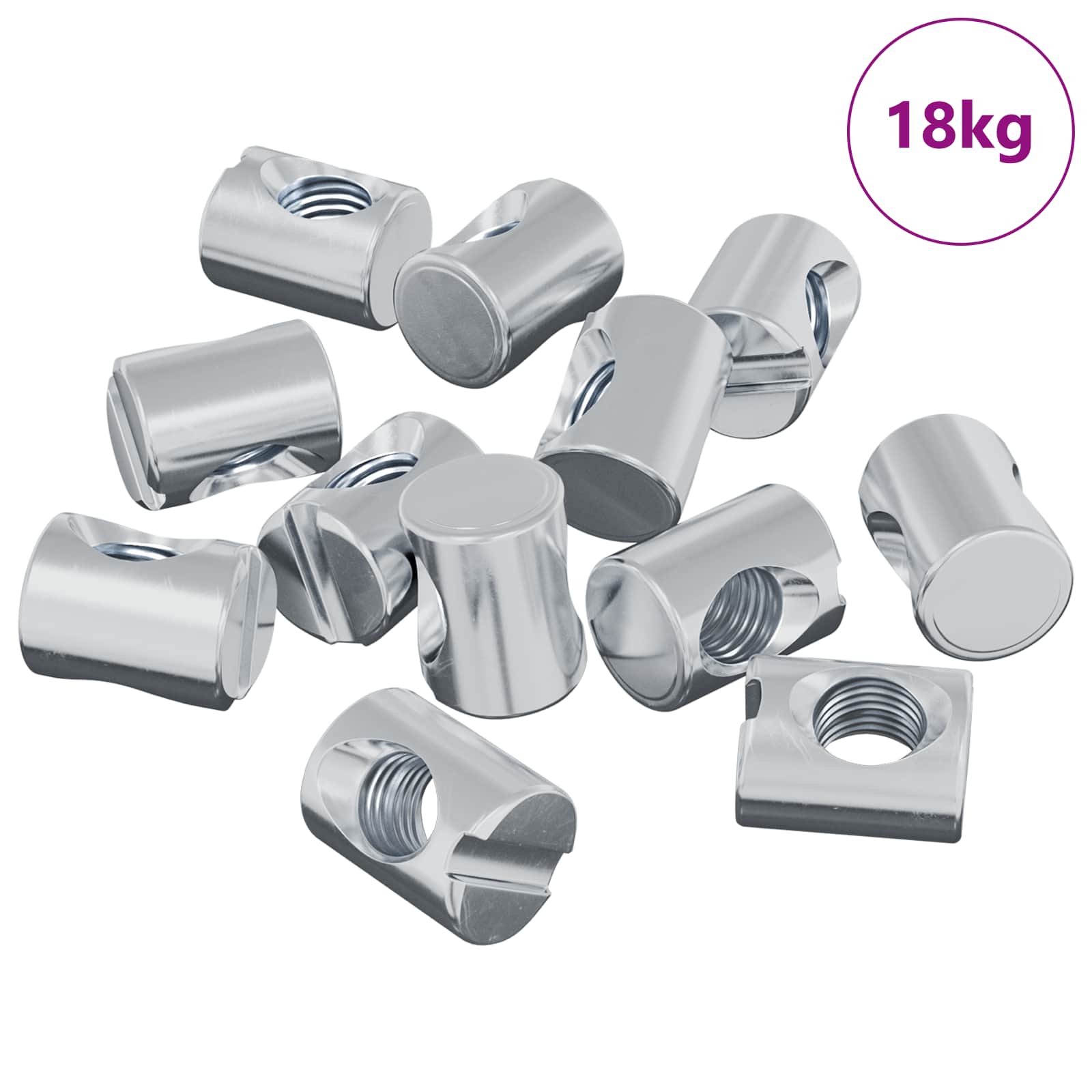 vidaXL Barrel Nuts 3462 pcs Silver M6 x 13 mm Metal 3