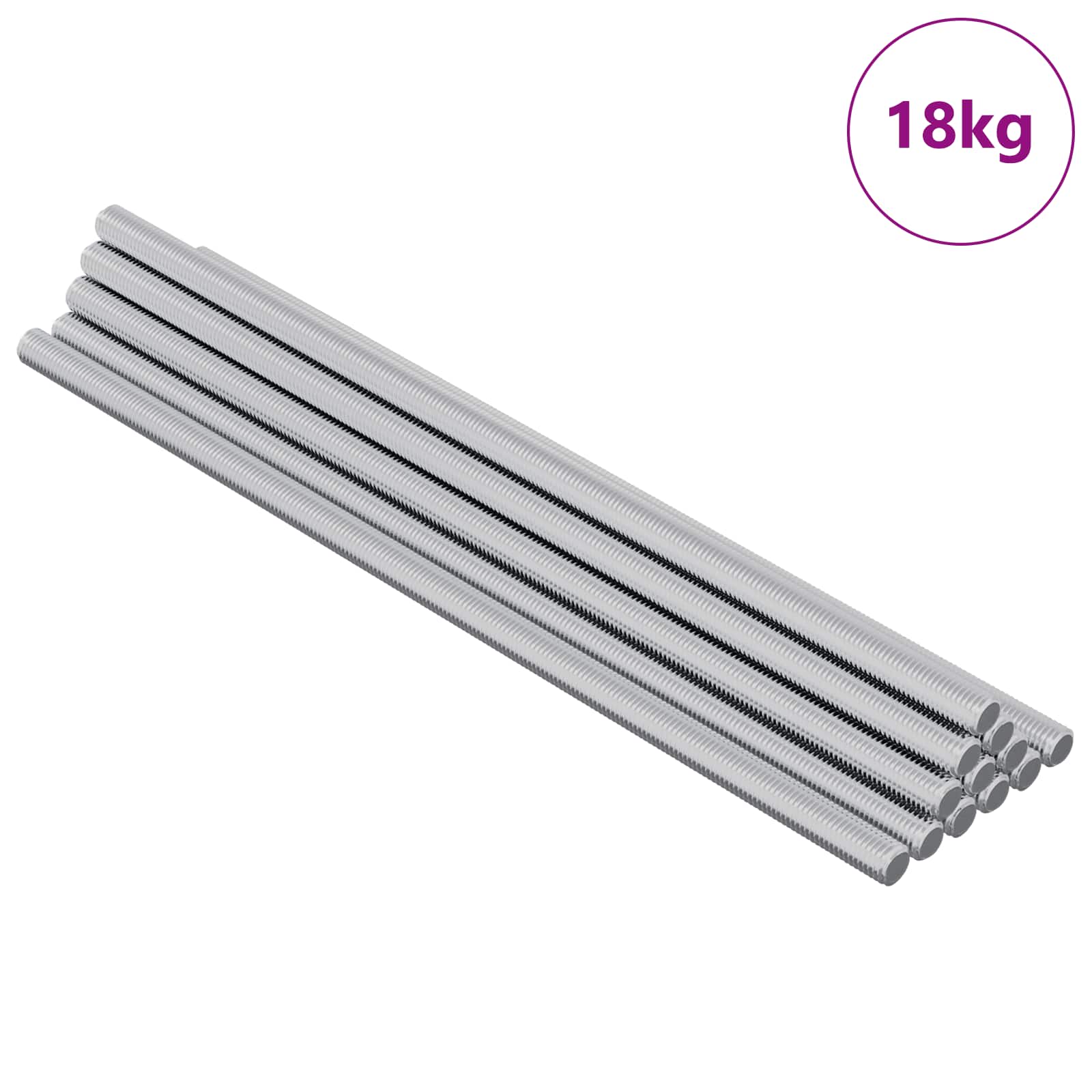 vidaXL Threaded Rod 600 pcs Silver Steel 2