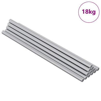 vidaXL Threaded Rod 600 pcs Silver Steel 2
