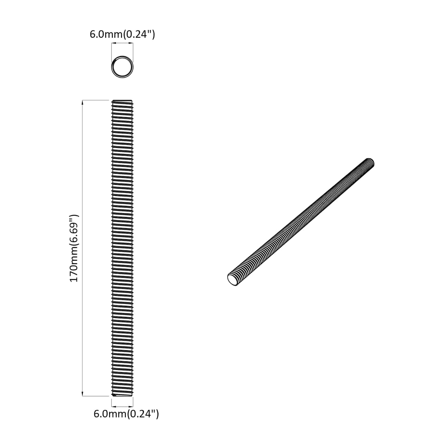 vidaXL Threaded Rod 600 pcs Silver Steel 6