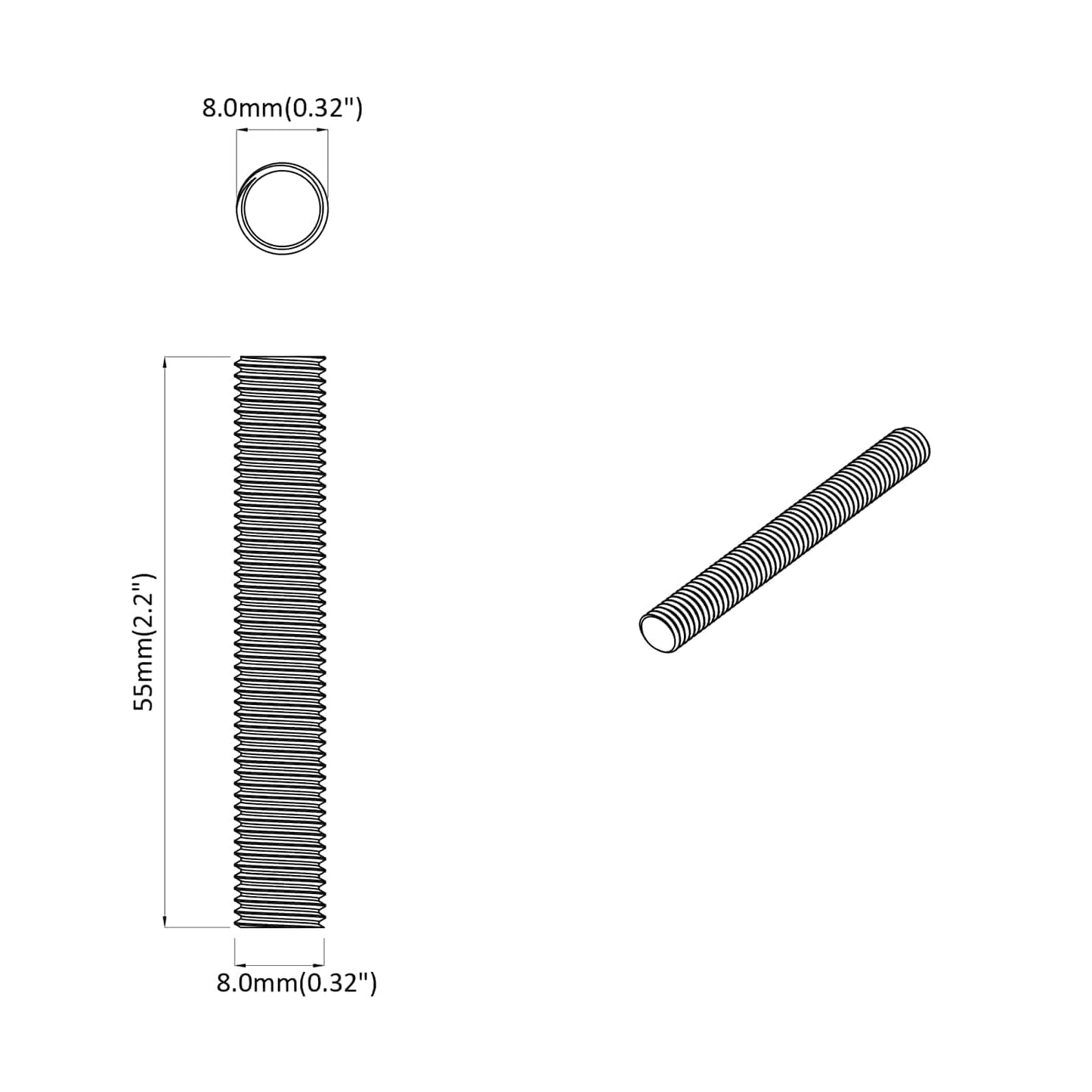vidaXL Threaded Rod 1000 pcs Silver Steel 6