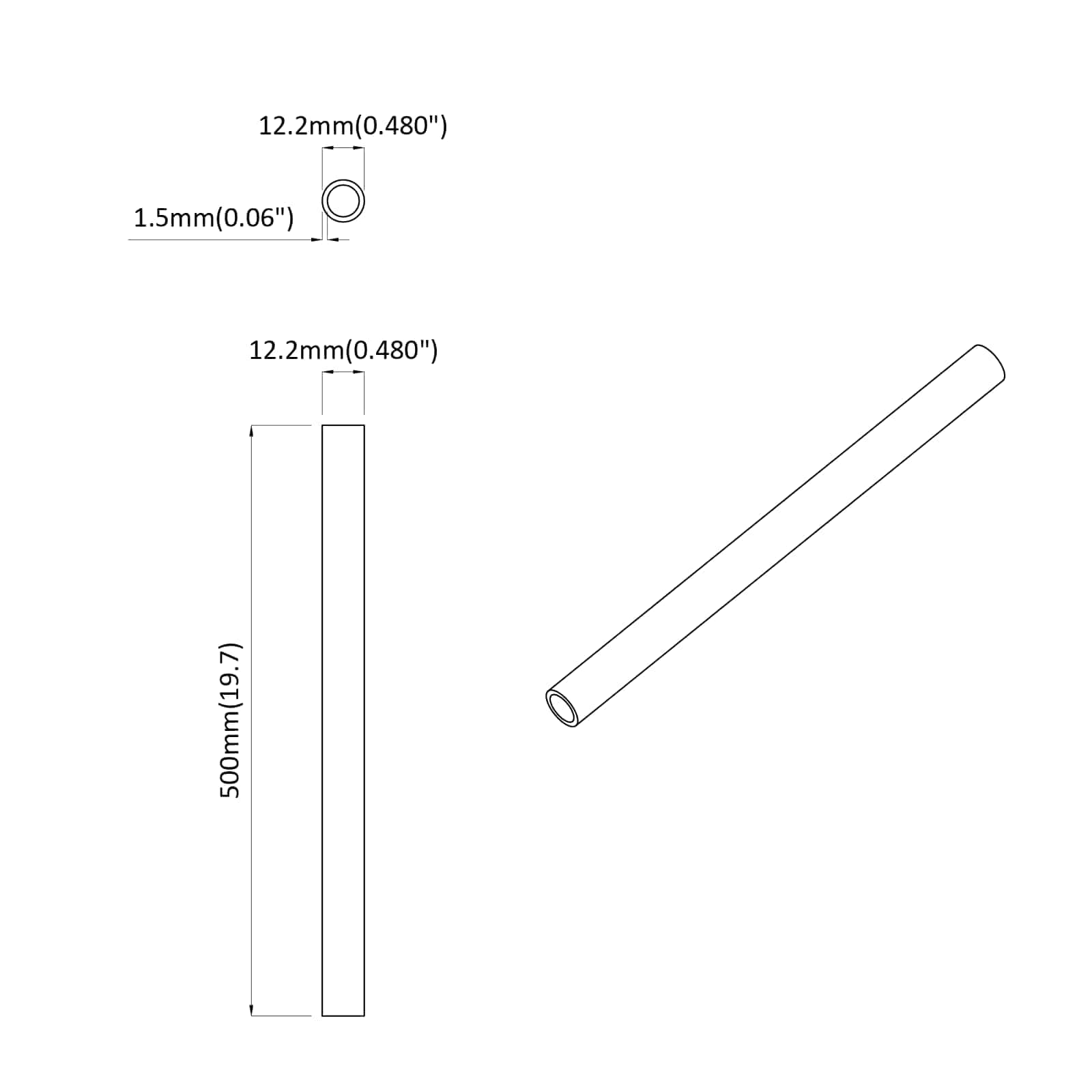 vidaXL PVC Pipe 12 pcs White 12.2 x 1.8 x 500 mm PP and PE 6