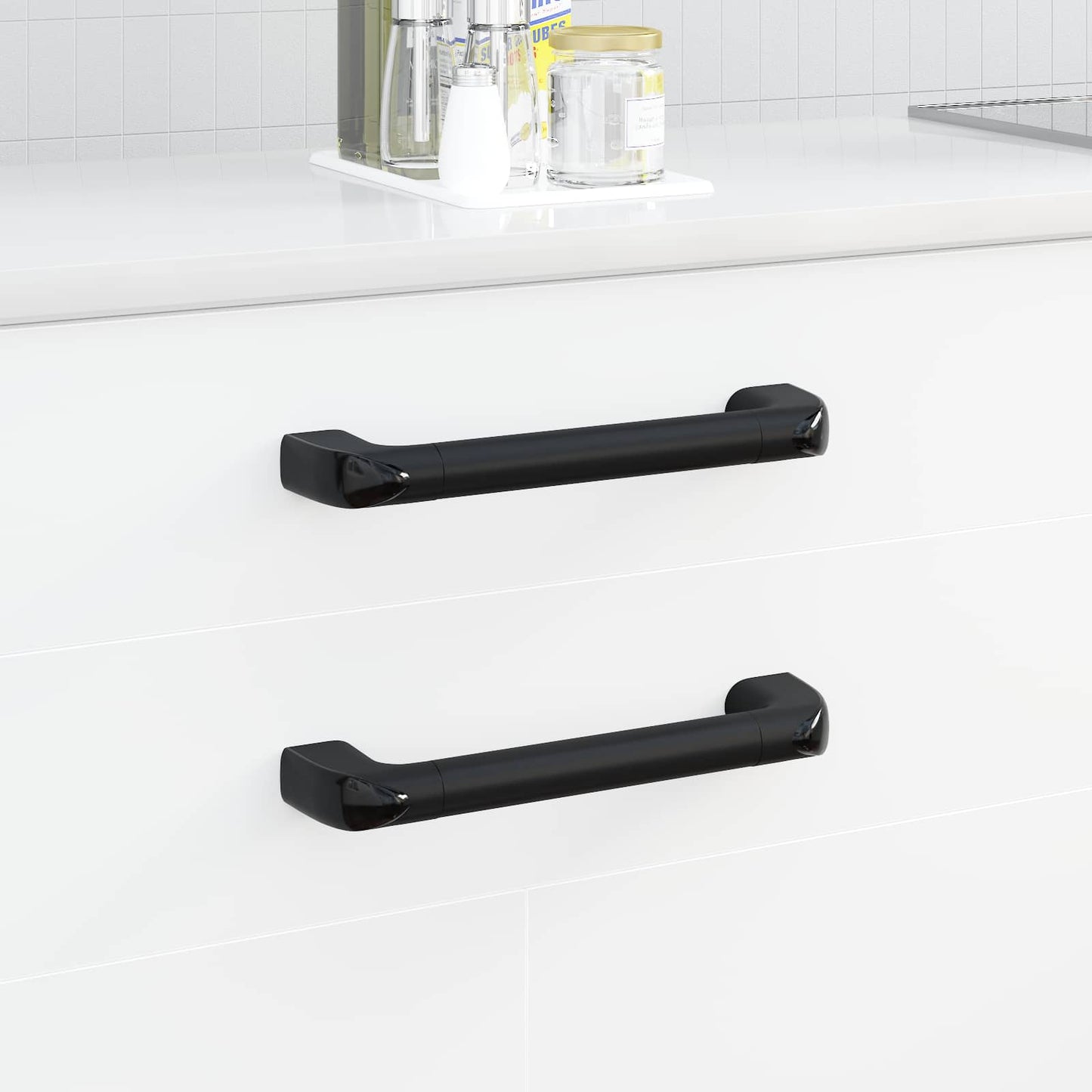 vidaXL Handle Plain 12 pcs Black 380 x 34 x 85 mm Aluminium and PP 1