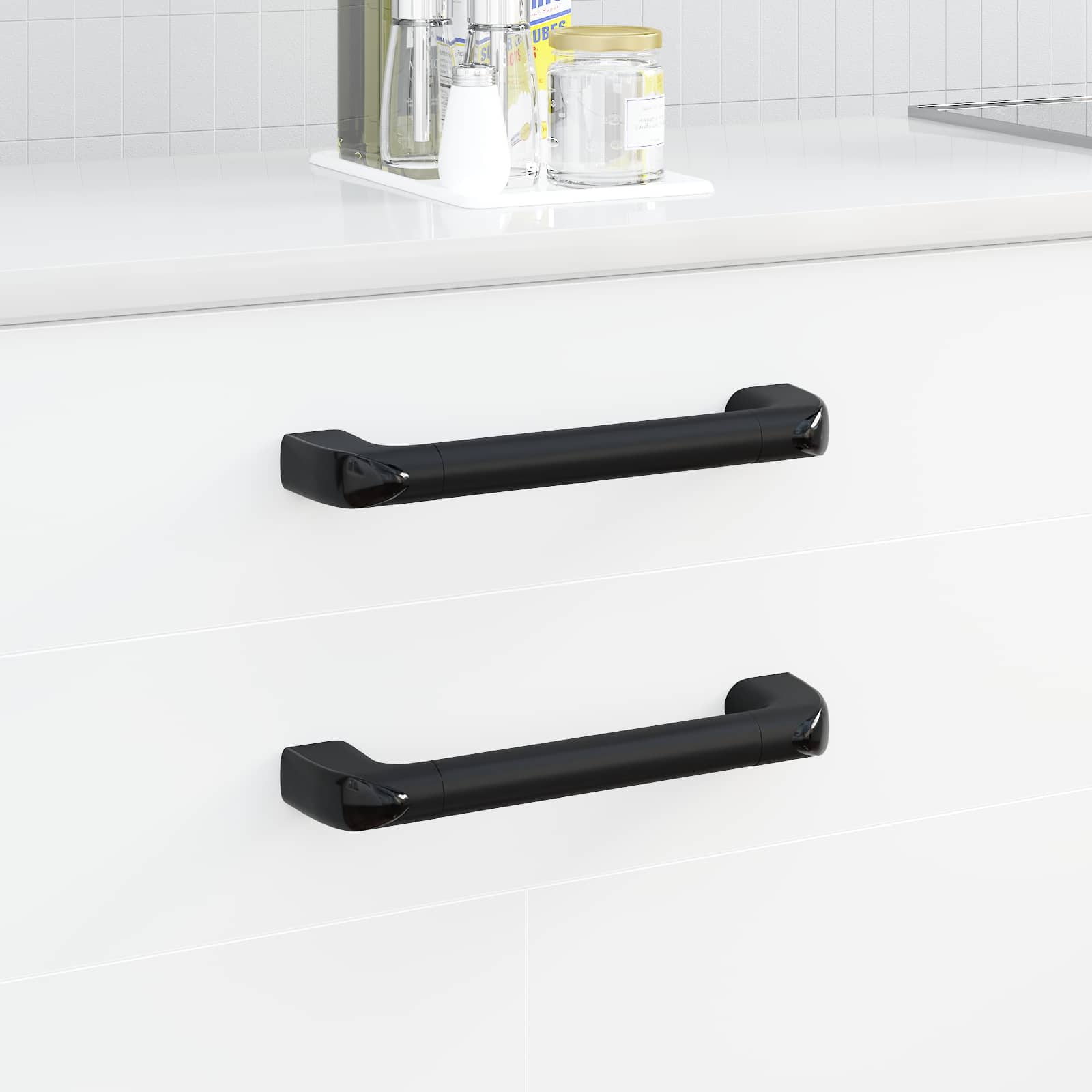 vidaXL Handle Plain 12 pcs Black 380 x 34 x 85 mm Aluminium and PP 1