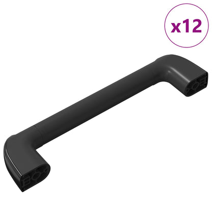 vidaXL Handle Plain 12 pcs Black 380 x 34 x 85 mm Aluminium and PP 2