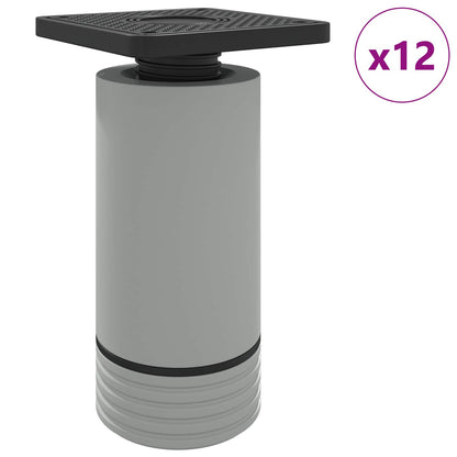 vidaXL Furniture Feet Adjustable 12 pcs White 64 x 64 x 100 mm PP 2